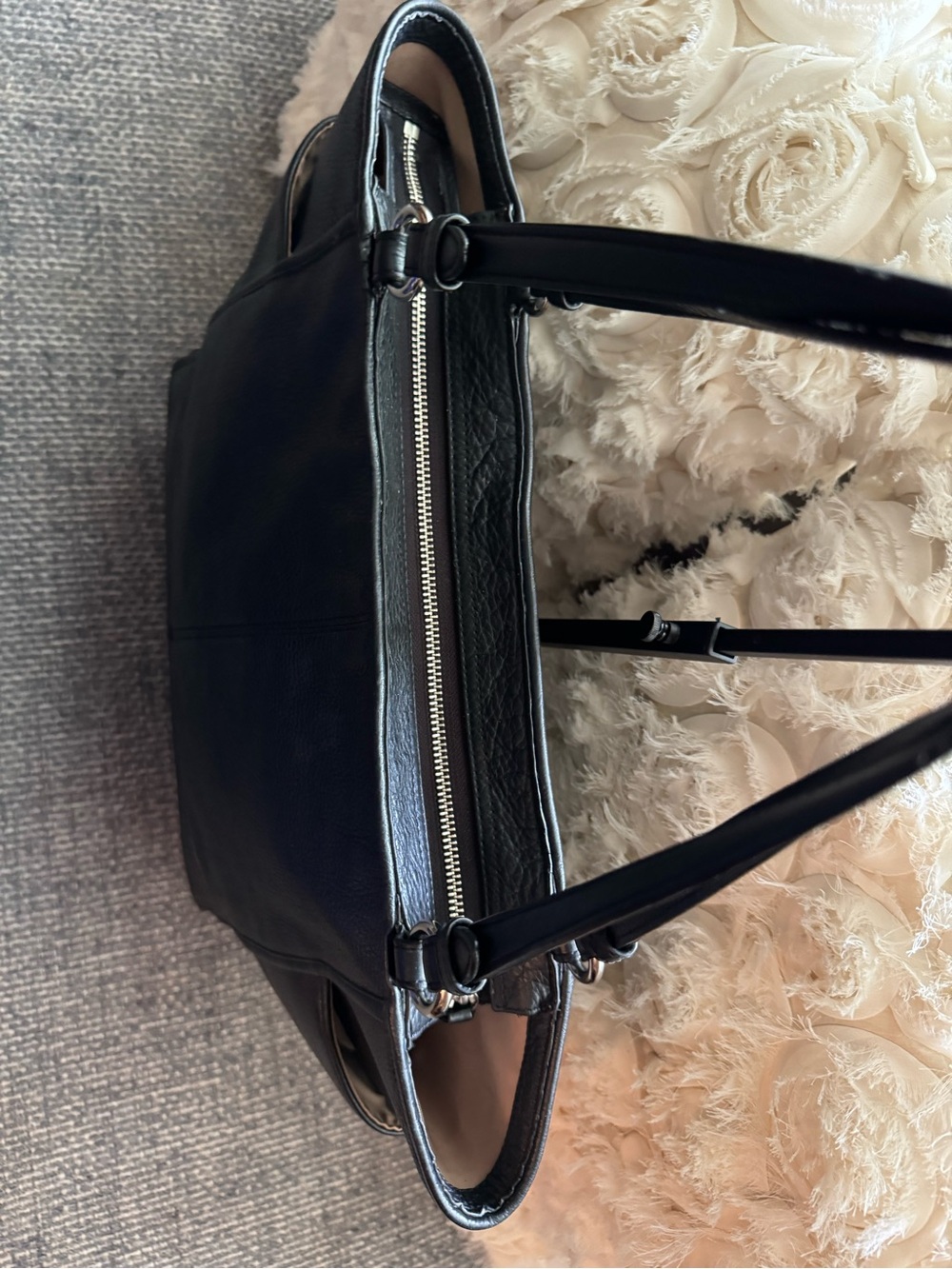 Coach Black Pebbled Leather Zip Top Tote Shoulder Bag - Picture 4 of 11